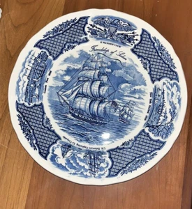 Fair Winds von Alfred Meakin Staffordshire England blau 10 1/4" Essteller - Bild 1 von 6