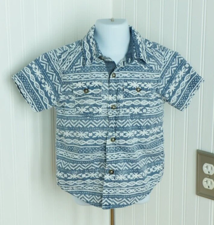 Lucky Brand ребенка ясельного возраста рубашка с коротким рукавом кнопка рубашка размер 2T в полоску - Изображение 1 из 4