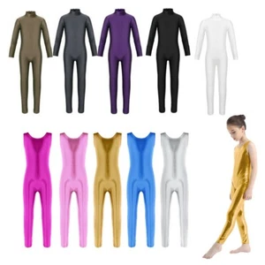 Mädchen Glänzend Ganzanzug Einteiler Overall Gymnastik Body Trikot Tanz Kostüm - Bild 1 von 190