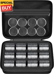 96 Pieces 46mm Coin Capsules, with Foam Gasket and Plastic Storage Organizer Box - Picture 1 of 7
