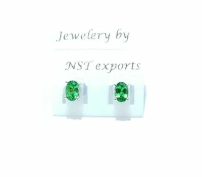 Pendiente Tsavorita Granate AAA + Calidad Tsavorita 6x4 Ovalado Plata de Ley 925 Foto 1 de 4