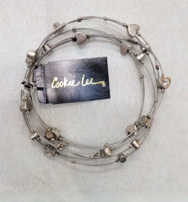 Винтажный Cookie Lee серебристого тона набор из 5 подлинный кристалл проволоки слоистый браслет - Изображение 1 из 3
