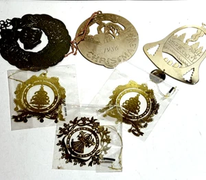 6 goldfarbene Metall Weihnachtsschmuck Vintage 80er Jahre G Duchin, Lillian Vernon etc. - Bild 1 von 9