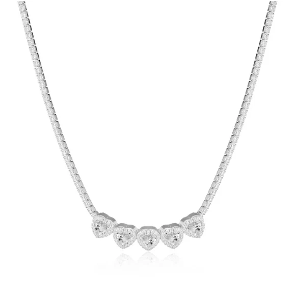 Collana Le Scritte dell'Amore Donna Argento925 Swarovski Cuore Bianco _LSC07 - Immagine 1 di 1