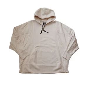 Adidas Hoodie Mens XXL Cream Sweatshirt Center Logo Pullover Pockets Drawstring - Picture 1 of 16