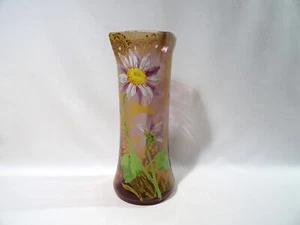 ANCIEN VASE EN VERRE SOUFFLE EMAILLE FLEUR ET MUGUET LEGRAS GLASVASE VASE GLASS - Picture 1 of 11