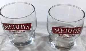 GLASS SET (Empty) 2-Pack MERRYS IRISH CREAM LIQUEUR Pre-Owned - Picture 1 of 1