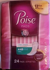 Almohadillas de larga longitud para incontinencia Poise 3 en 1, absorción de luz, 24 unidades - Imagen 1 de 2