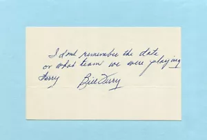 BILL TERRY signed and dated paper (same size as 3x5 card) - Picture 1 of 2
