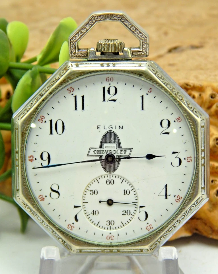 Vintage Antique Elgin Chevrolet 12 size gents pocket watch circa 1920 art deco - Image 1 of 4