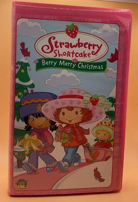 Strawberry Shortcake Berry Merry Christmas VHS 2003 Pink Clamshell *Buy 2 Get 1* - Image 1 of 3