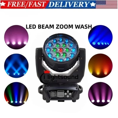 US Bright19x15W LED Moving Head Wash Zoom Light RGBW DJ Party Stage Light DMX512 - Image 1 of 4