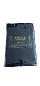 RALPH LAUREN Cadet Blue Pair 2 KING Pillowcases Cotton Dunham Sateen $50 (W-1) - Picture 1 of 3