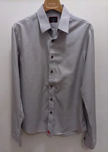 UNTUCKit Slim faltenfreies Rubikan Langarm Hemd mit Knöpfen Gr. S grau rot Stich - Bild 1 von 5