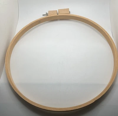 Vtg Wooden Embroidery Hoop 14" Taiwan Wing Nut Tightner Needle Point Embroidery - Image 1 of 3