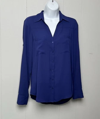 Camisa Express The Portofino Mujer Azul Marino Abotonada Dos Bolsillos Blusa Talla XS Foto 1 de 4