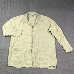 Chaqueta Johnny Was Collection Mujer Mediana Verde Lino Ojales Bolsillos EE. UU. Boho - Imagen 1 de 24