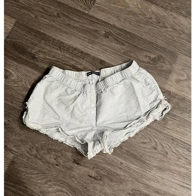 Pantalones cortos Brandy Melville para mujer talla única XS/S azul claro a rayas salón ribete de encaje Foto 1 de 4