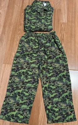 L.L. Bean Deer Moose Print Pajama 2 Piece Set Polyester Youth S8 Kids Camo - Image 1 of 4