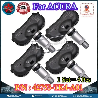 4x Sensores de presión de neumáticos para Honda Acura TL ZDX 42753-TK4-A01 2009-2013 Foto 1 de 4
