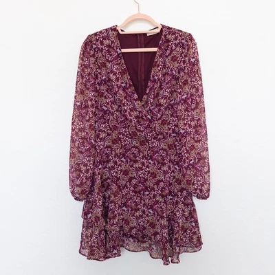 Vestido para mujer Altar'd State talla M borgoña floral mini boho chic otoño cabaña Foto 1 de 4