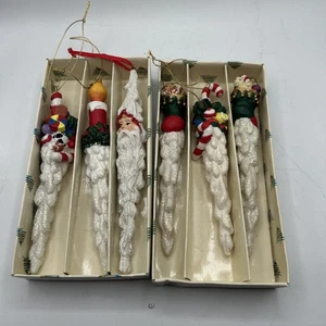 Vintage Holiday Linens 'n Things 2 3er Set Santa Kerze Eiszapfen Ornament Weihnachten - Bild 1 von 10