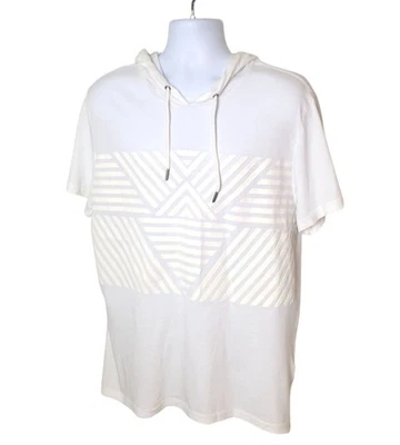 I.N.C. Camiseta con Capucha Retro Para Hombre L Blanca Patrón Geométrico SS Sudadera con Capucha Foto 1 de 4