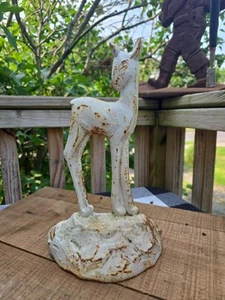 ANTIQUE USA CAST IRON Taylor Cook  STATUE Fawn / Deer DOORSTOP #6 in Series 1930 - Picture 1 of 6