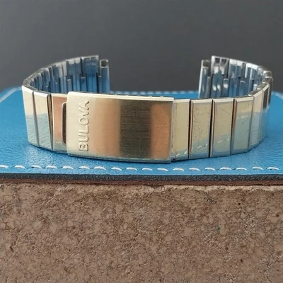 Винтажный золотистый классический ремешок для часов Bulova Baldwin 19 мм 1970-е - Изображение 1 из 4