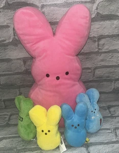 - Lot of 5 Peeps Plush Bunnies – Pink, Yellow, Green & Blue – Easter holiday - Picture 1 of 23