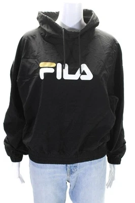 Pullover Fila para mujer con logotipo brillante cuello falso chaqueta ligera negra talla grande Foto 1 de 4