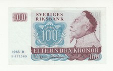 Sweden 100 kronor 1965 circ. p54a @ low start
