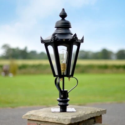 NEW 76cm Black Hexagon Entrance Light - Outdoor Pillar Lantern Set - Image 1 of 3