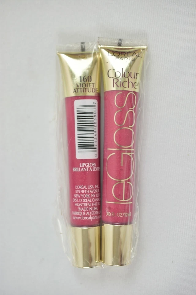 2x Loreal Colour Riche LeGloss Lipgloss Lip Gloss in 160 Violet Attitude