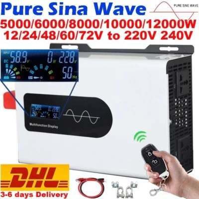 8000W 10000W 12000W Power Pure Sine Wave Solar Inverter 12V 24V 48V 60V to 240V - Image 1 of 4
