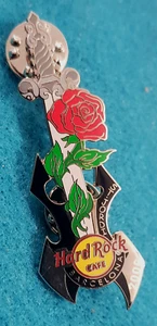 BARCELONA SAINT JORDI RED ROSE SILVER BC RICH WARLOCK GUITAR Hard Rock Cafe PIN - Picture 1 of 1