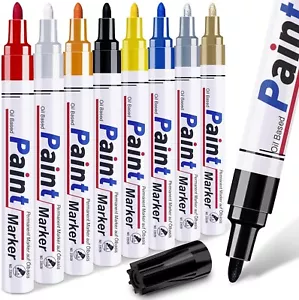 8 Colors Oil Based Paint Pens, Permanent Marker for Metal, Wood, Canvas, Fabric - Picture 1 of 6