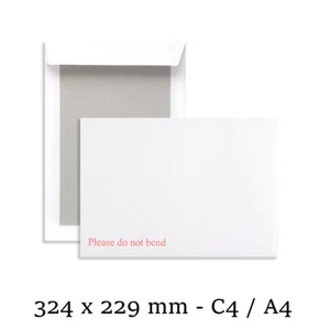 White Mailer Hard Board Backed Envelopes Postal Mailing Envelope C4 324 x 229 mm - Picture 1 of 2