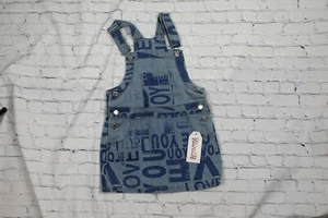 Crystal Vogue Denim Romper Dress Love You Print Blue Size M (10/12) - Picture 1 of 4