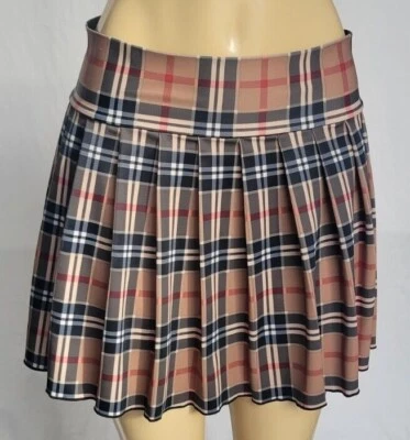 MINI REGULAR Falda Spandex Plisada a Cuadros (Choco) Foto 1 de 4