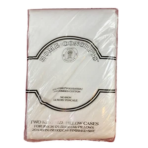 Two Vintage Home Concepts White King Pillow Cases 20” X 40” - Picture 1 of 4