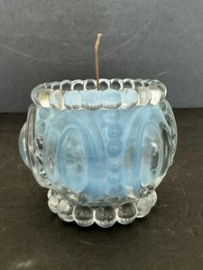 Blue Bobble Glass Candle Jar Large Homemade Soy Hand Poured Fresh Linen Scent - Picture 1 of 9