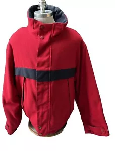 Nautica Red Wool Blend Snap & Zip Lined Jacket Mens Large - Picture 1 of 9