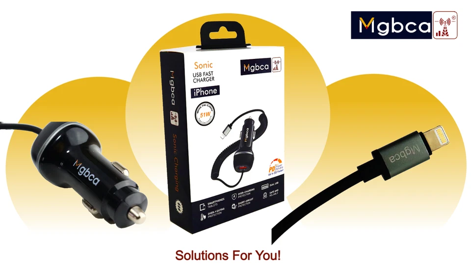 Cargador de coche rápido sónico Mgbca para iPhone 14/14 Pro Max, USB-C, bobina, 51w PD QC 3.0 Foto 1 de 2