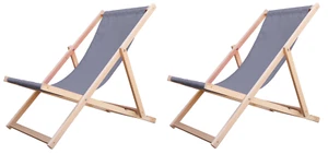 2 x Lettino Prendisole Sdraio da Spiaggia Legno Sedia a Giardino - Foto 1 di 9