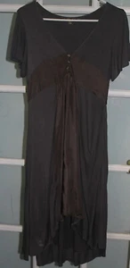 Ladies dark gray stretch dress high low size large NWT fishtail $58 spring SS - Picture 1 of 6