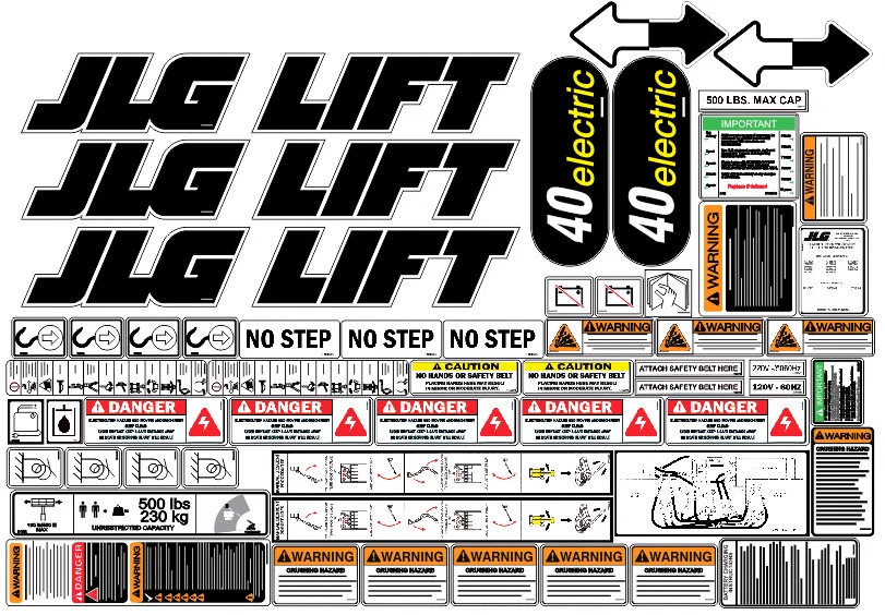 JLG 40E Boom Lift Decal Kit 7 YEAR VINYL! - Image 1 of 2
