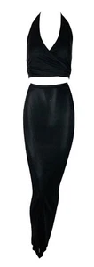 Vintage 1997 Gucci by Tom Ford Sheer Black Wrap Crop Top & Long Wiggle Skirt Set - Picture 1 of 3
