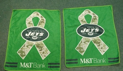 2 New York Jets Army Camo Ribbon Military SGA Towel NEW NWoT NFL Football M&T Cover