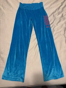 PUMA Girl's Athletic Sweatpants Elastic Waist Blue Wide Leg Size L - Picture 1 of 4